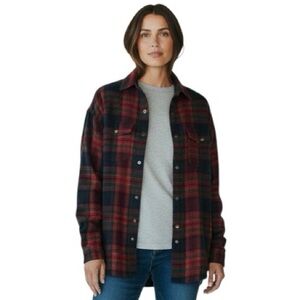 American Eagle Women’s Oversized Flannel Shirt in Red, Green, Navy Plaid Medium